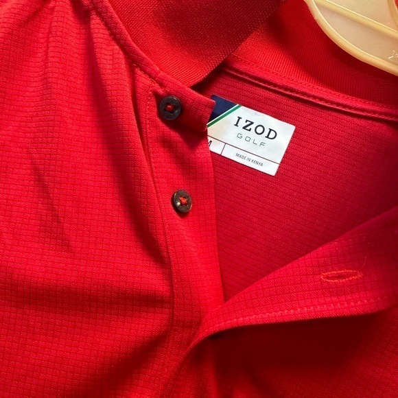 IZOD Polo Performance Shirt Men’s‎ Size Medium Red Golf Short Sleeve - Picture 4 of 10